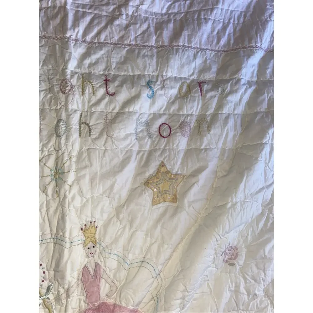 Simply Shaggy Chic Applique Embroidered Quilt Bedspread 84”x 84” Girl’s Princess